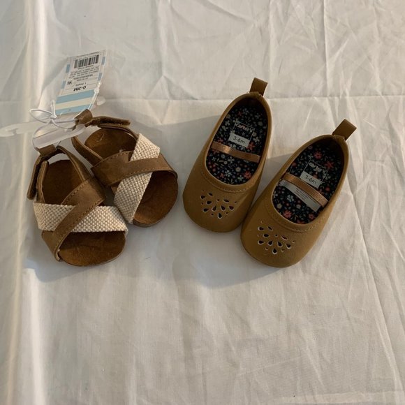 Cat & Jack Sandals NWT 0-3M and Carter's Mary Jane Shoes 3-6M - Picture 2 of 10